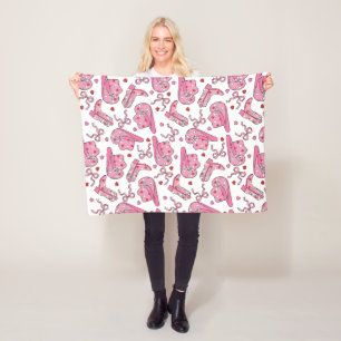 Cowgirl Coquette Pink Fleece Blanket