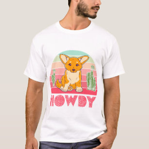 Cowgirl Corgi Howdy Retro Western Dog Gift T-Shirt