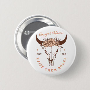 Cowgirl country mum homestead farm life aesthetic 6 cm round badge