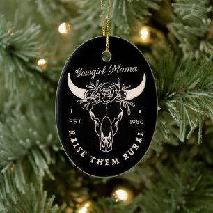Cowgirl country mum western aesthetic quotes black ceramic tree decoration
