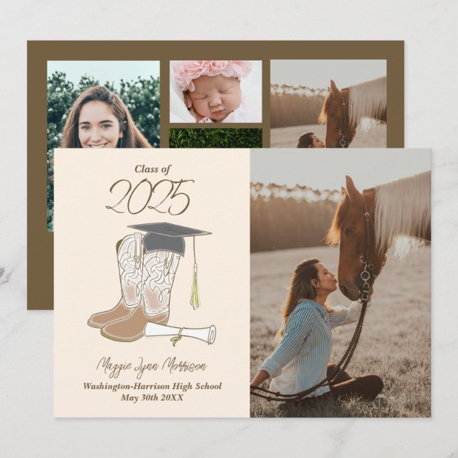 Cowgirl Country Photo Graduation Announcement (Front/Back)