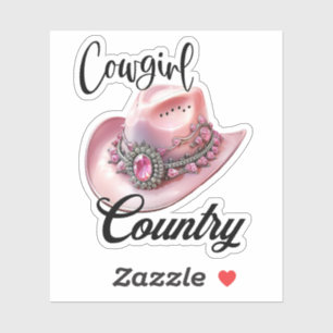 Cowgirl Country Pink Cowgirl Hat Vinyl cut sticker