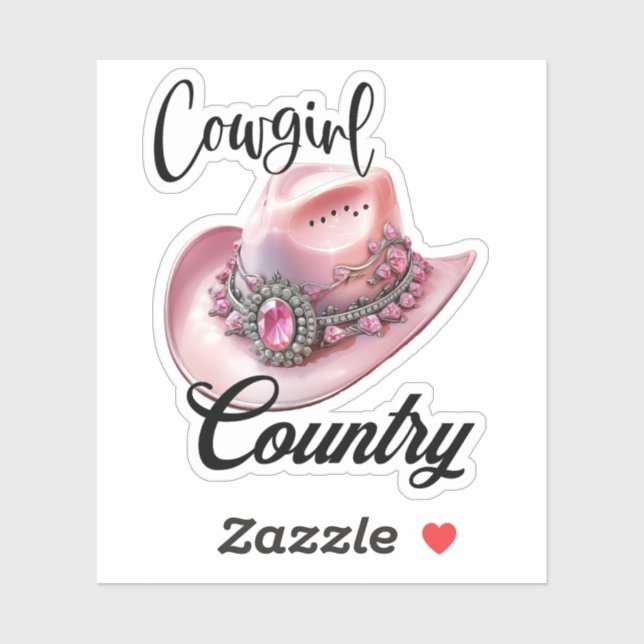 Cowgirl Country Pink Cowgirl Hat Vinyl cut sticker (Sheet)