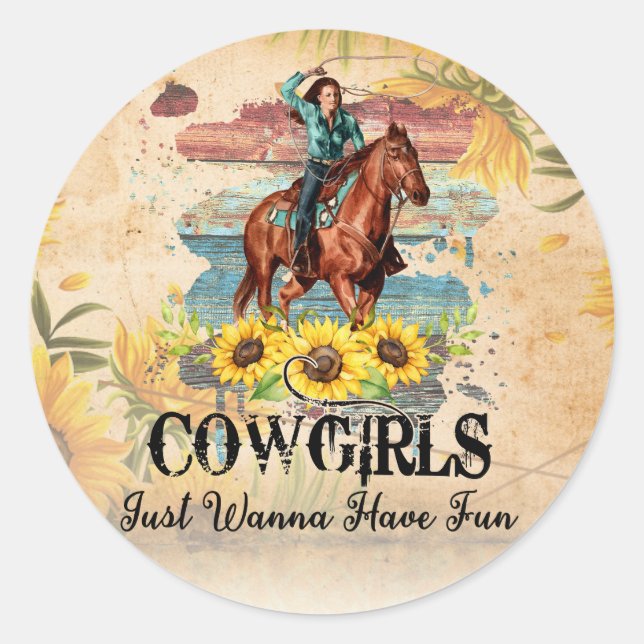 Cowgirl Country Western Classic Round Sticker (Front)