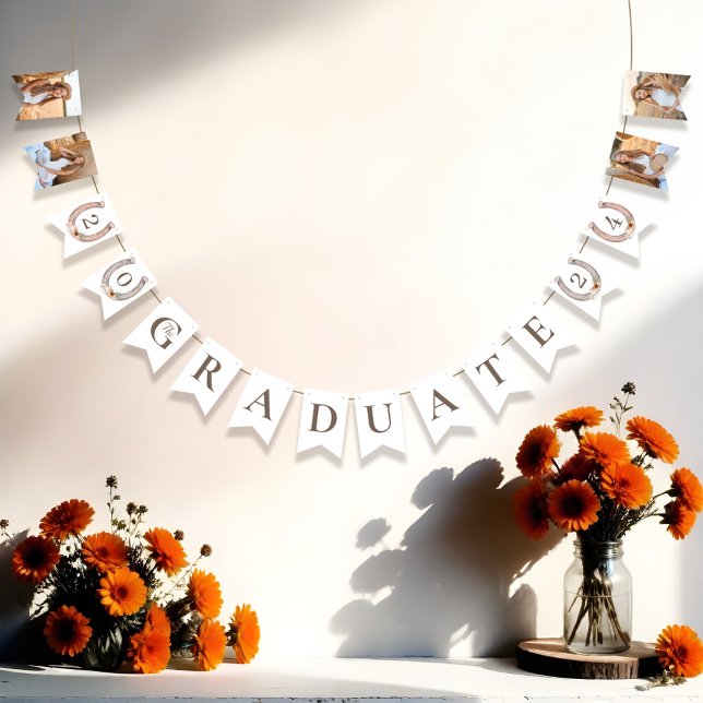 Cowgirl Country Western Photo Graduation Bunting (Cowgirl Country Western Photo Graduation Bunting Flags)
