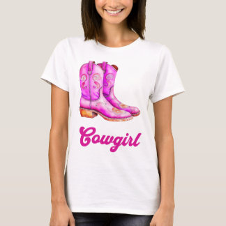 Cowgirl Country Western Rodeo Pink Cowboy Boots  T-Shirt