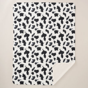 Cowgirl Cowboy Black White Cow Print   Sherpa Blanket