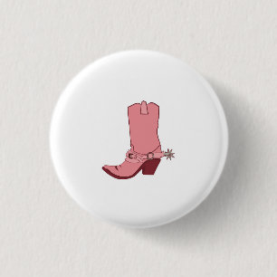 Cowgirl, cowboy boot themed card 3 cm round badge