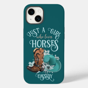 Cowgirl cowboy boots hat Girl Love horses name Case-Mate iPhone 14 Case