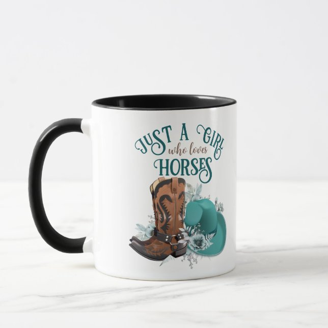 Cowgirl cowboy boots hat Girl Love horses name Mug (Left)