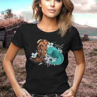 Cowgirl cowboy boots hat turquoise brown name