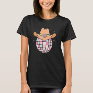 Cowgirl Cowboy Hat Disco Light Ball Pink Flower We T-Shirt