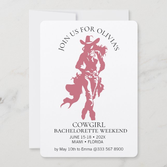 Cowgirl Crew Bachelorette Bash Invitation (Front)