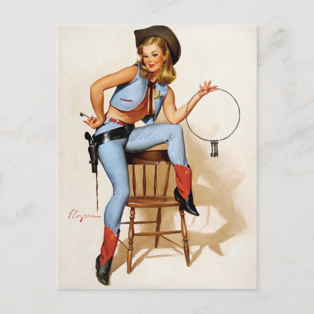 Cowgirl Deputy Pin Up Postcard (Front)