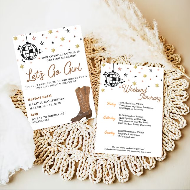  Cowgirl Disco Bachelorette Let's Go Girls Invitation (Creator Uploaded)