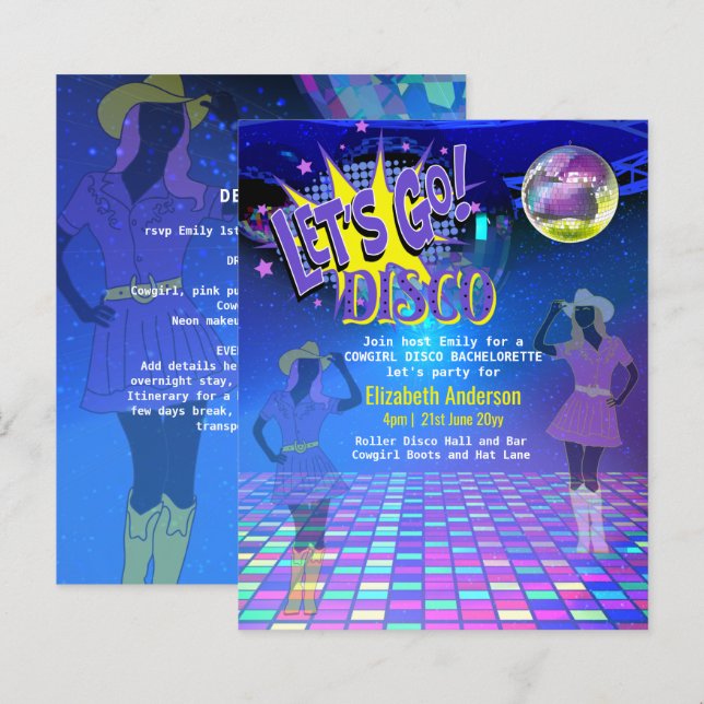 Cowgirl Disco Bachelorette Lets Go Last Ride Rodeo (Front/Back)