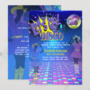 Cowgirl Disco Bachelorette Lets Go Last Ride Rodeo Invitation