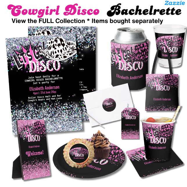 Cowgirl Disco Bachelorette Lets Go Last Ride Rodeo Invitation (Creator Uploaded)