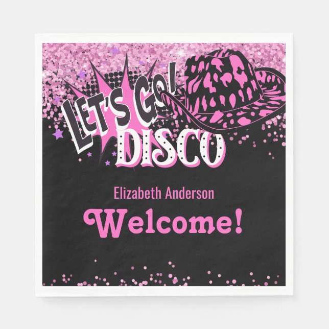 Cowgirl Disco Bachelorette Lets Go Last Ride Rodeo Napkin (Front)