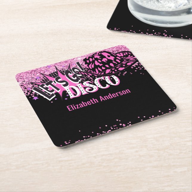 Cowgirl Disco Bachelorette Lets Go Last Ride Rodeo Square Paper Coaster (Angled)
