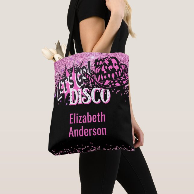 Cowgirl Disco Bachelorette Lets Go Last Ride Rodeo Tote Bag (Close Up)