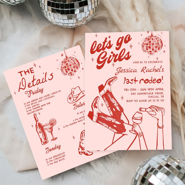 Cowgirl Disco Bachelorette Rodeo Weekend Invitation (Creator Uploaded)