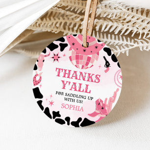 Cowgirl Disco Birthday Party Round Favour Tags