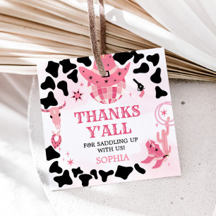 Cowgirl Disco Birthday Party Square Favour Tags
