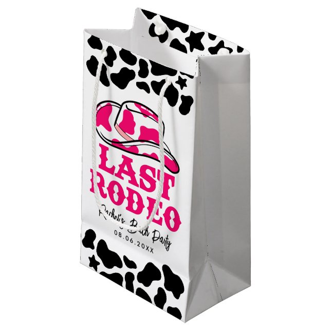 Cowgirl Disco Last Rodeo Bachelorette Small Gift Bag (Front Angled)