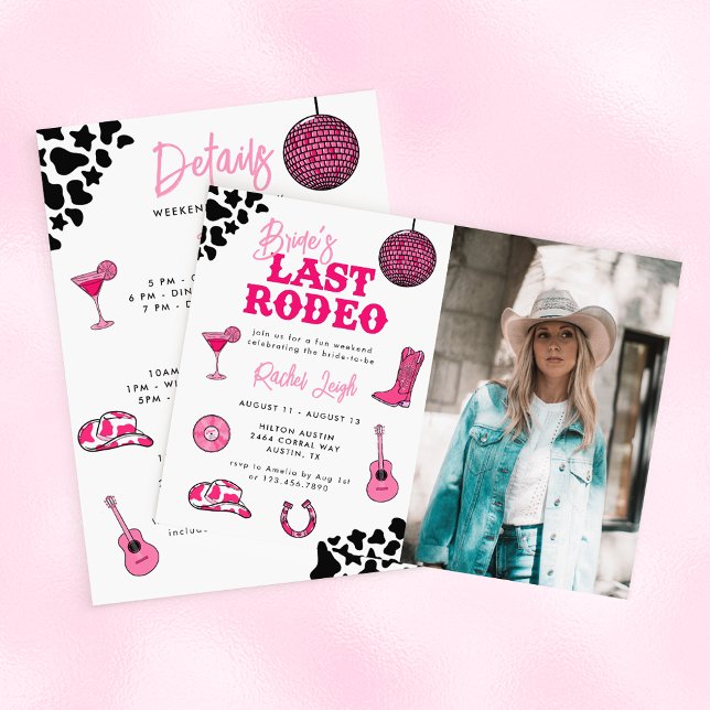 Cowgirl Disco Last Rodeo Bachelorette Weekend Invi Invitation (Creator Uploaded)