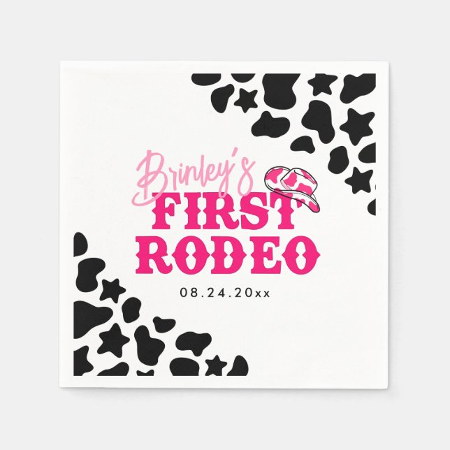 Cowgirl Disco Pink First Rodeo Napkin (Front)