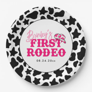 Cowgirl Disco Pink First Rodeo Paper Plate