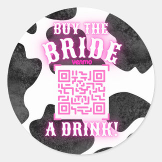 Cowgirl Disco QR Buy Bride Drink Classic Round Sticker