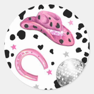Cowgirl Disco Rodeo Shower Birthday Cupcake Classic Round Sticker