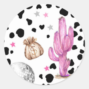 Cowgirl Disco Rodeo Shower Birthday Cupcake Classic Round Sticker