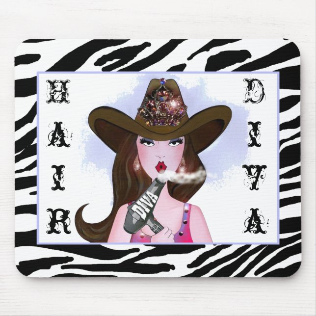 "Cowgirl Diva" Hair Stylist Mouse Mat (Front)