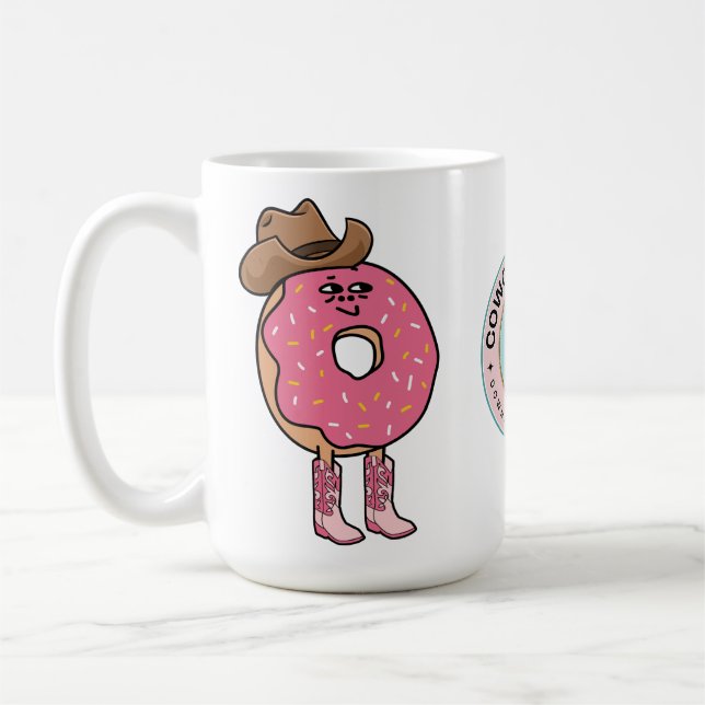 Cowgirl Doughnut, Funny Pink Sprinkles  Coffee Mug (Left)