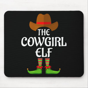 Cowgirl Elf Matching Family Group Christmas Party Mouse Mat