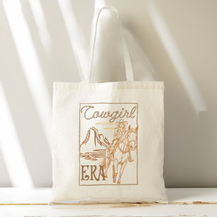 Cowgirl era vintage retro western sketch drawing tote bag