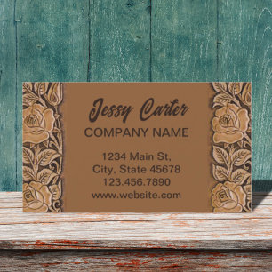 cowgirl fashion southwestern floral leather business card