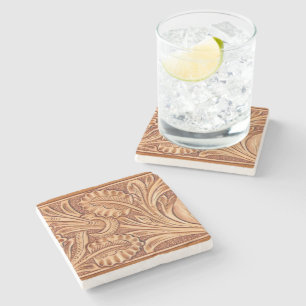 cowgirl fashion southwestern floral leather stone coaster