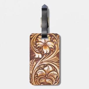 cowgirl fashion western country floral leather luggage tag