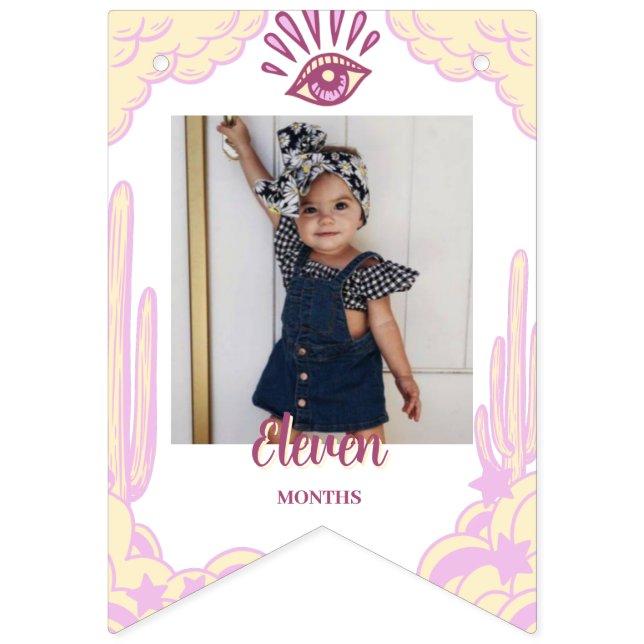 Cowgirl First Rodeo Birthday Bunting Photo Banner (Twelfth Flag)