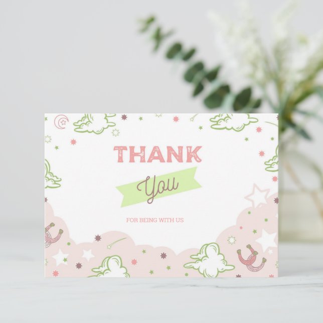 Cowgirl First Rodeo Birthday Thank You Card (Standing Front)