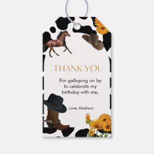 cowgirl first rodeo birthday thank you gift tags