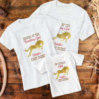 Cowgirl first rodeo gold horse birthday matching