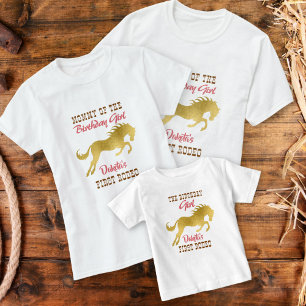 Cowgirl first rodeo gold horse birthday matching T-Shirt