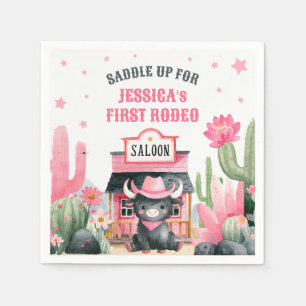 Cowgirl First Rodeo Highland Cow Birthday Party  Napkin