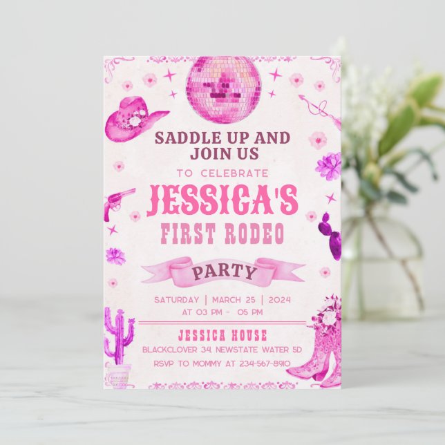 Cowgirl First Rodeo Party Invitation (Standing Front)