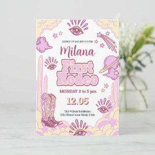 Cowgirl First Rodeo Western Birthday Invitation